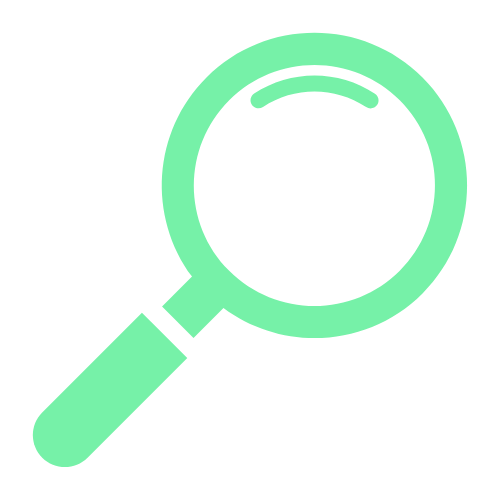 Green magnifying glass icon, symbolizing search or investigation.