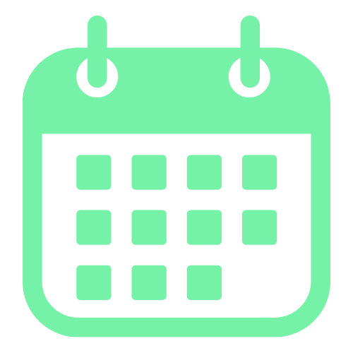 Green calendar icon with square date markers, symbolizing scheduling or appointments.